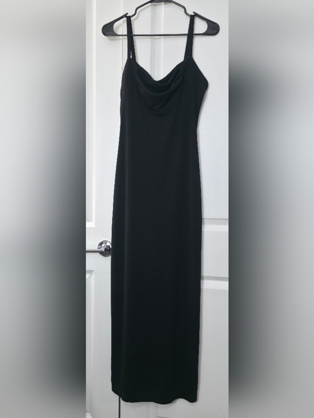 All That Jazz Black Cowl-Neck Maxi Slip Dress
